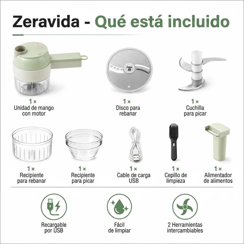 Zeravida™ Picadora y Rebanadora Eléctrica 2 en 1